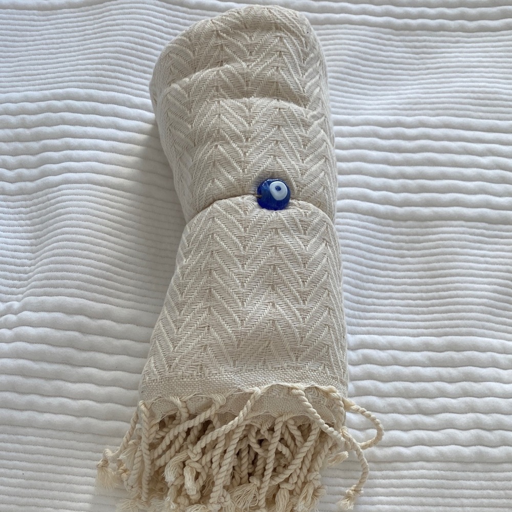 Home Bath Beach Cream Textured Towel